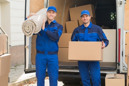 Team coordinating office removals in Greenford with secure transport and labels