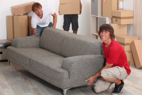 Professional office movers handling workplace equipment during a Greenford relocation